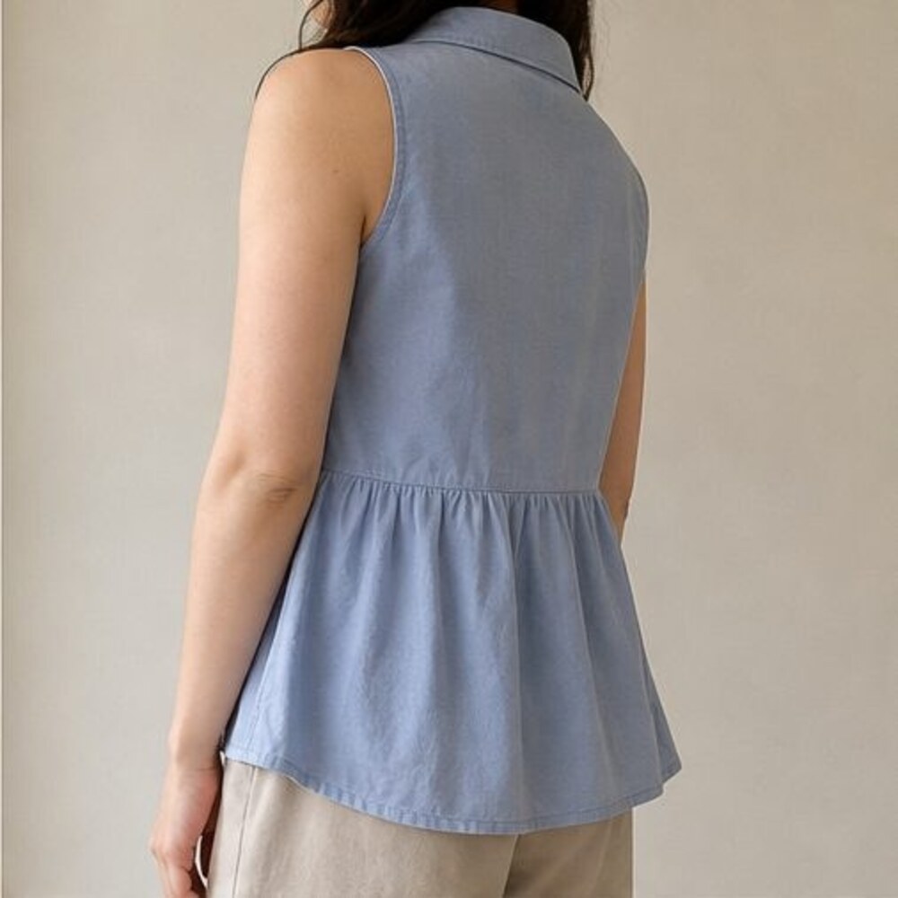 Blue Peplum Top - Picture 3 of 6
